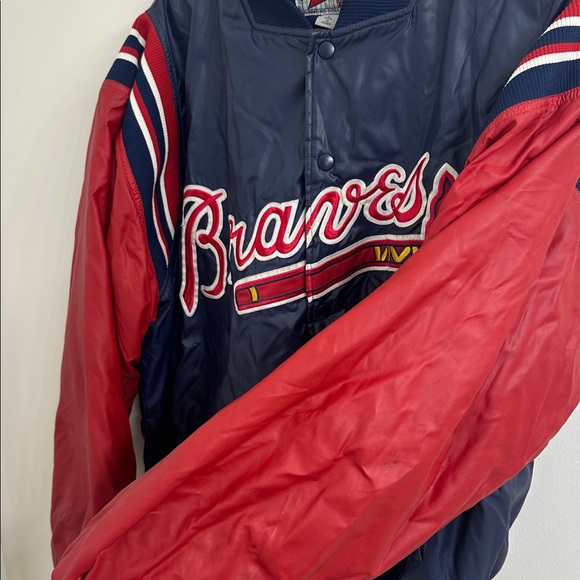 VINTAGE Majestic Navy and Red Atlanta Braves Puffer Jacket - Picture 3 of 6